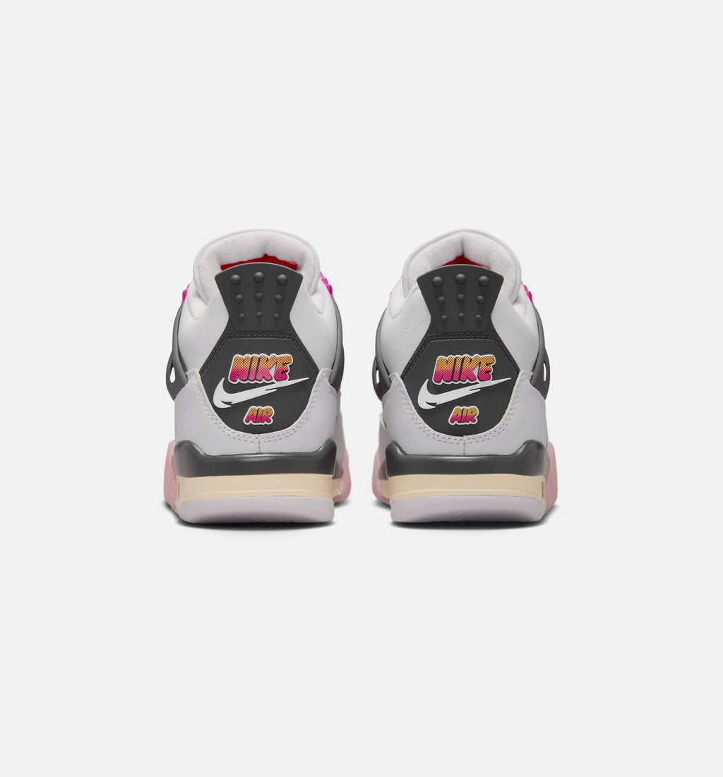 Air Jordan 4 Retro Grade School Lifestyle Shoe - Off White/Fire Pink/Anthracite