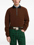 Marni brown cashmere polo jumper with layered effect