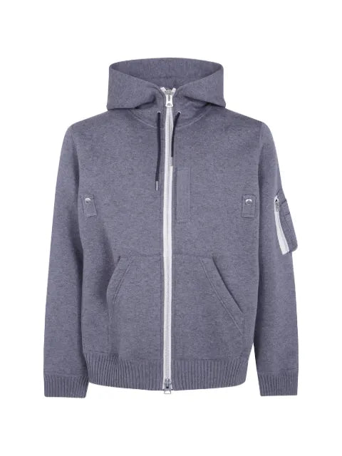 sacai zip-up panelled hoodie