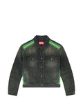 Diesel trucker jacket with striped-shoulder bands