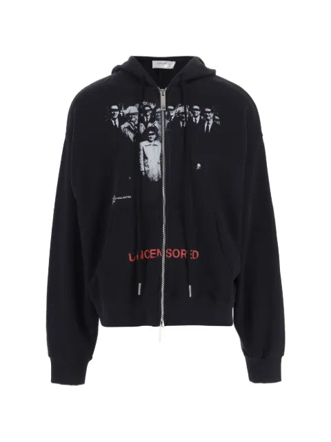 matieres fecales graphic-print zip-up hoodie