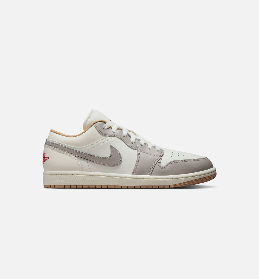 Air Jordan 1 Low Men's Lifestyle Shoes - Sail/Fire Red/College Grey/Hemp