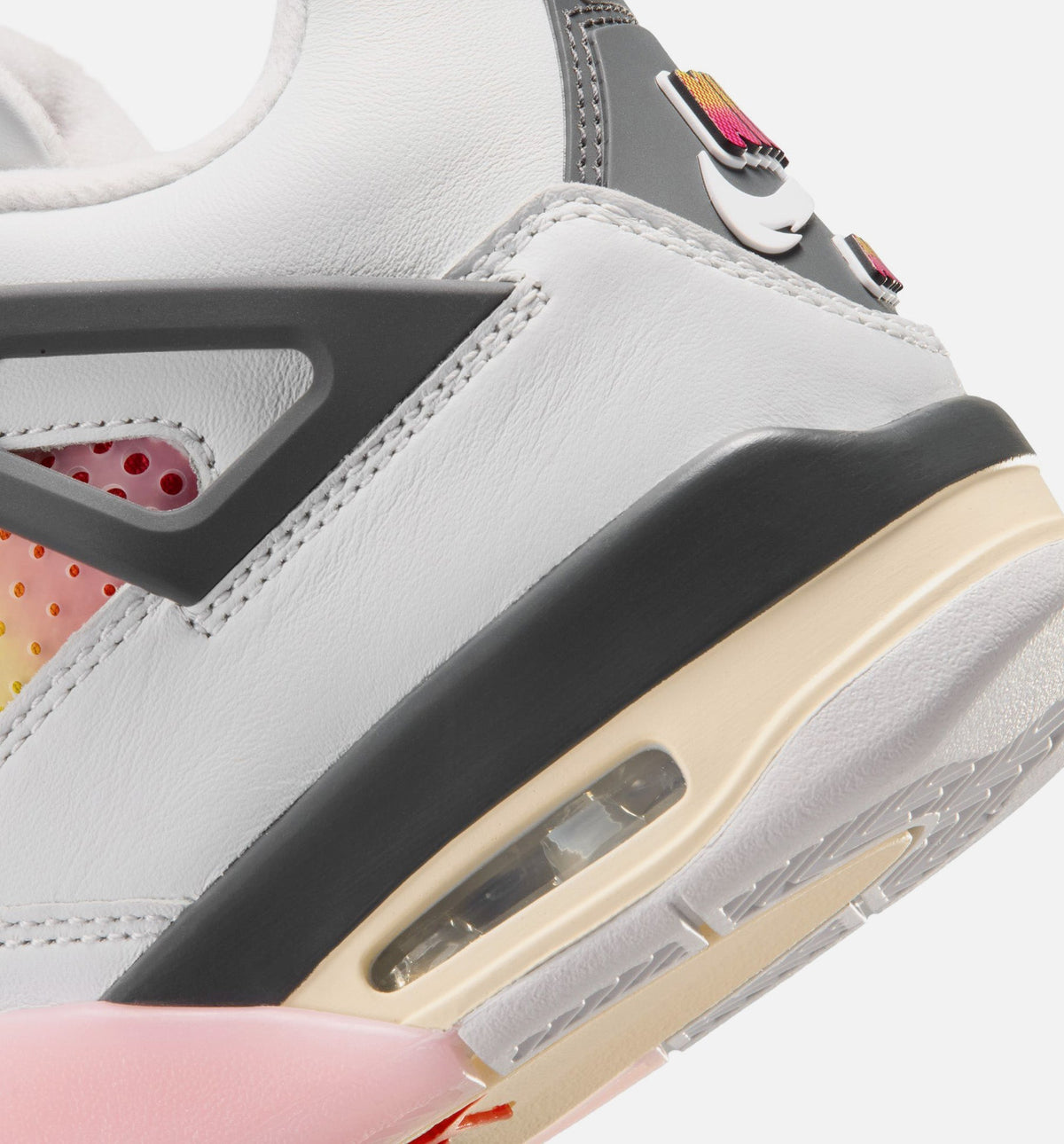 Air Jordan 4 Retro Grade School Lifestyle Shoe - Off White/Fire Pink/Anthracite