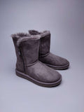 Grey Side Zip Mid-Calf Boots — New Arrival | In Stock
