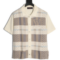 Check Knit Button-Up Polo Shirt – Cream