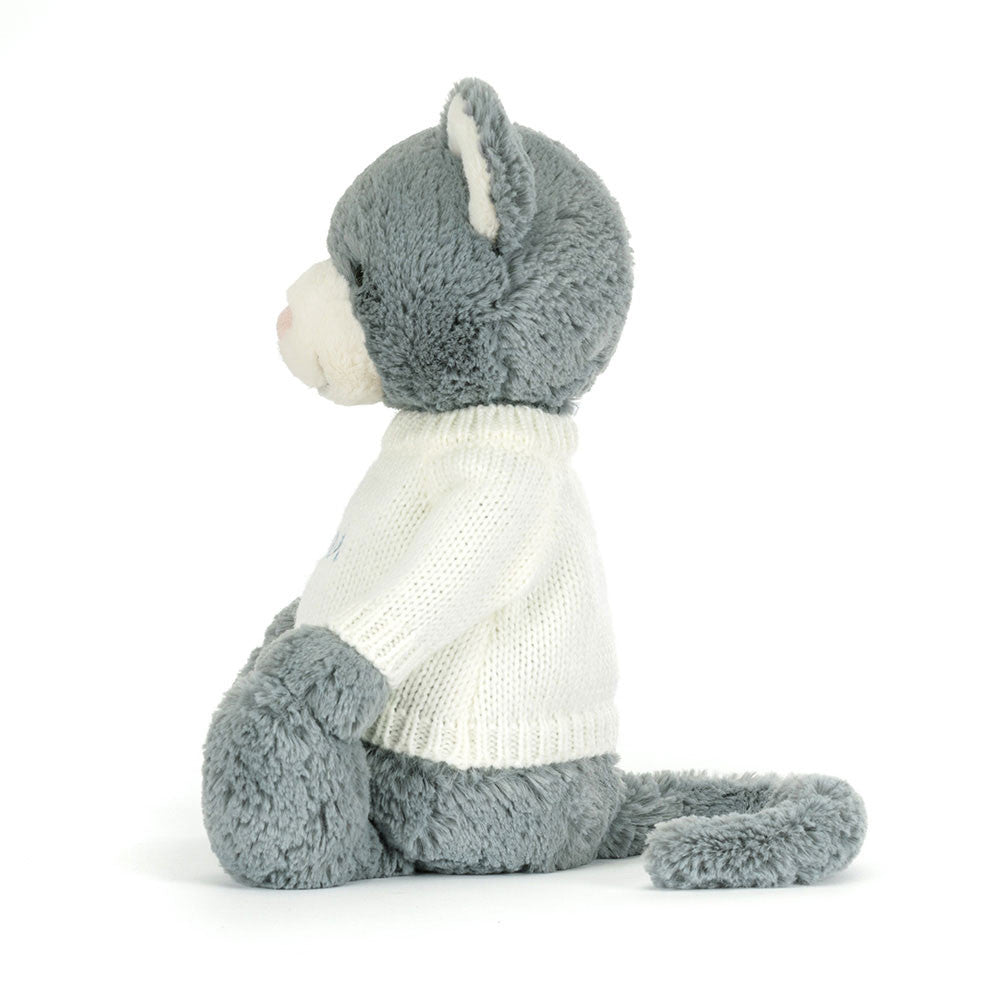 Bashful Kitten with Personalized Cream Jumper