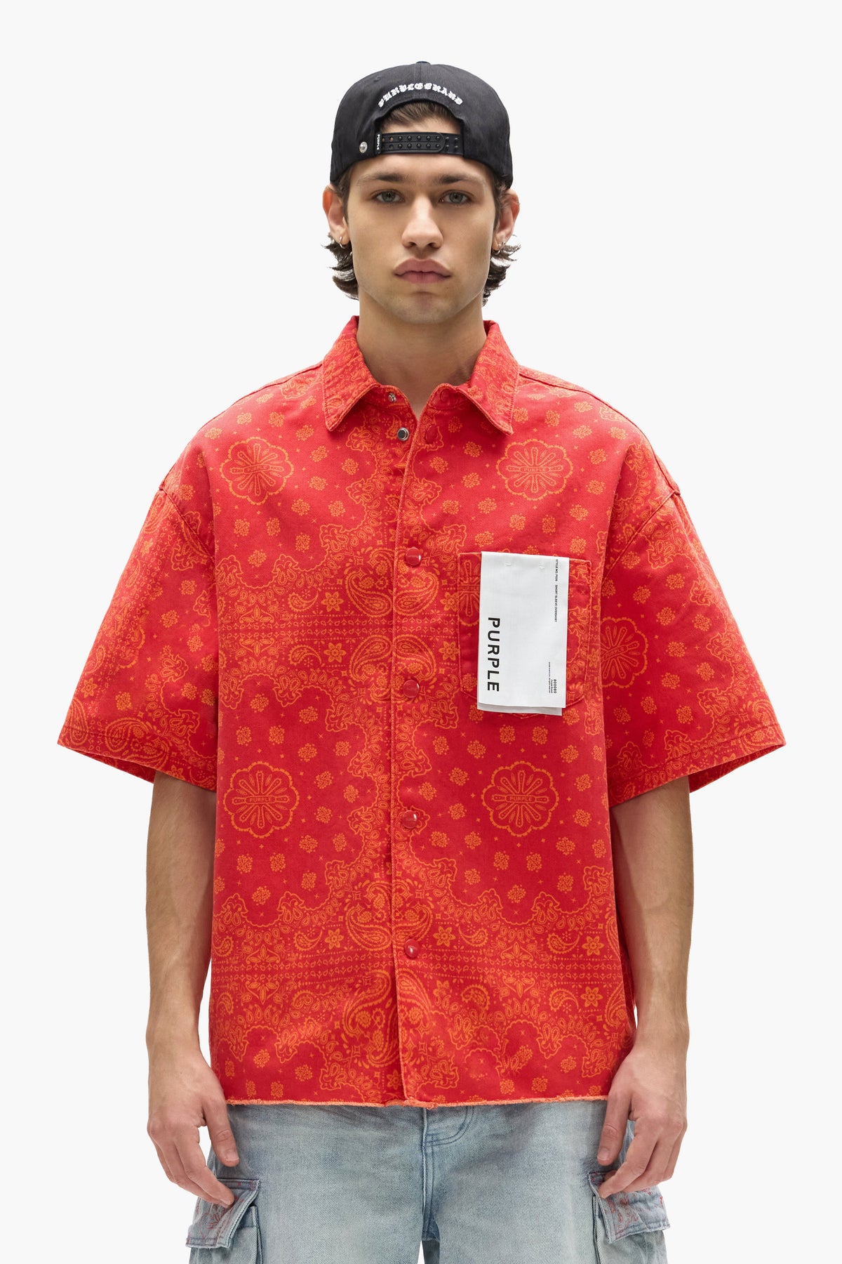 P035 Bandana Print Short Sleeve Shirt