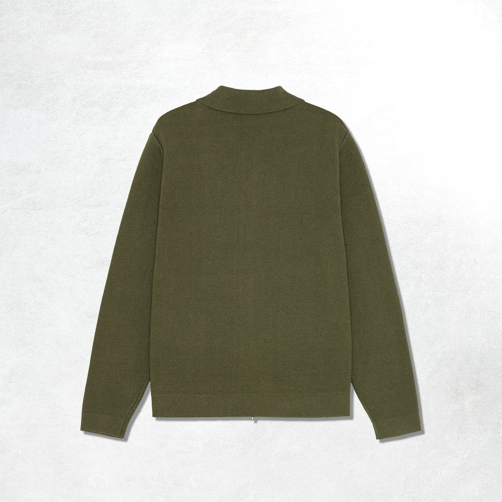 Les Deux Fischer Cotton Milano Zip Overshirt: Olive Night