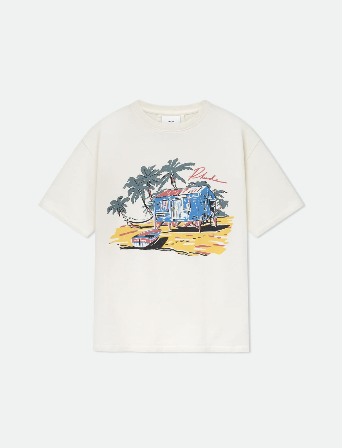 Rhude Vintage Sunset Coconut Tree Graphic Oversized Tee Streetwear