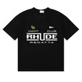 Rhude Yacht Club Regatta Flag Logo Black Oversized T‑Shirt