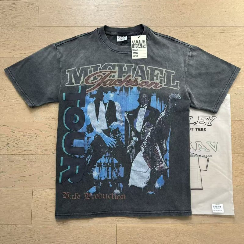 VALE USA Washed Michael Jackson Graphic T-Shirt