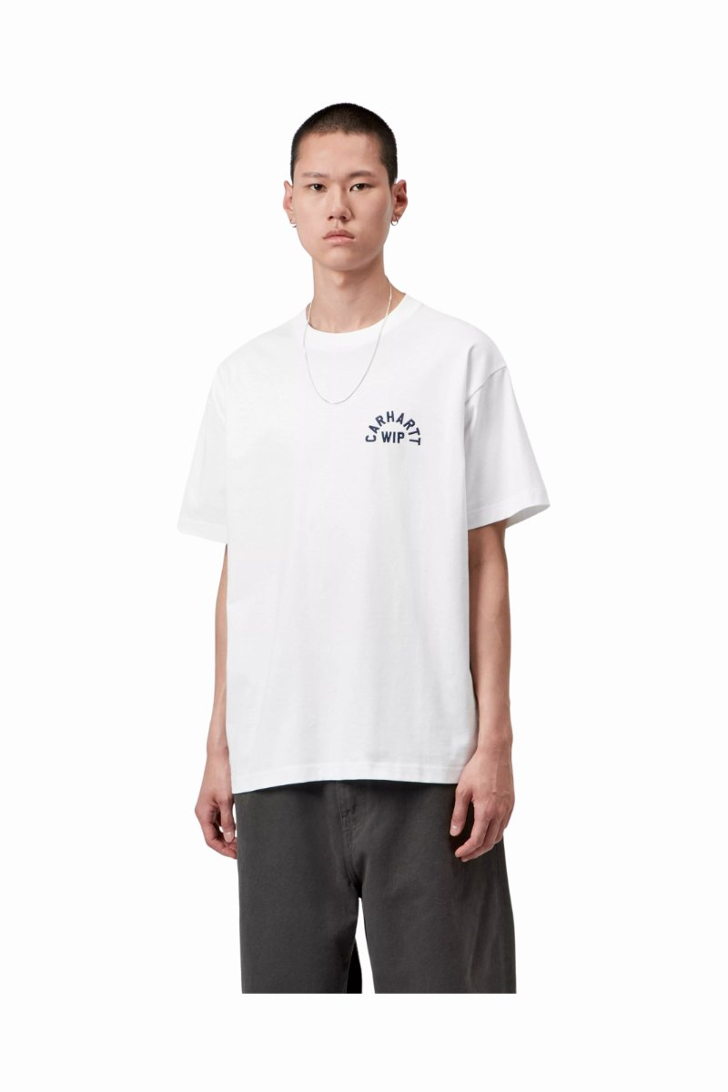 CARHARTT WIP ARCH SCRIPT T-SHIRT White / Dark Navy
