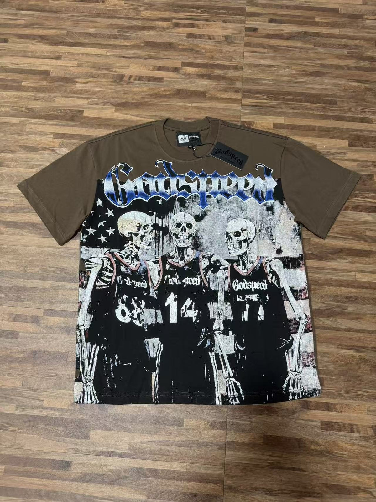 Godspeed Skeleton Basketball Number 14 T-Shirt