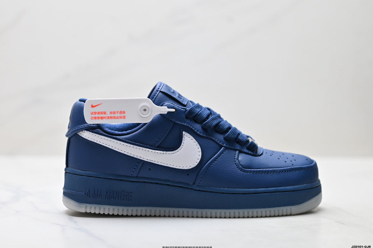 Nike Air Force 1 Low Navy Blue White Unisex Sneakers Style 01