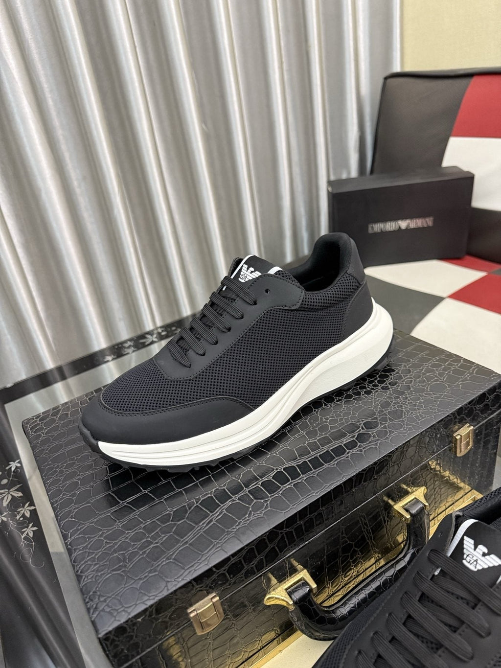 Emporio Armani Black Low-Top Sneakers