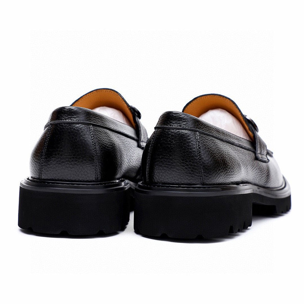Ferragamo Men's Black Pebbled Bit Loafers