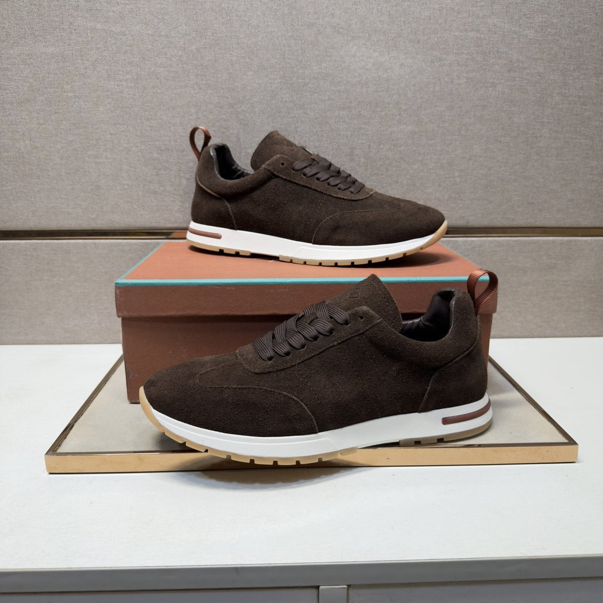Men's Dark Brown Paneled Sneakers