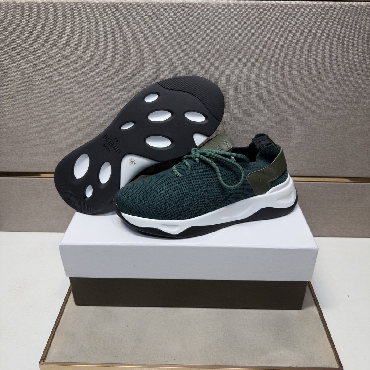 Berluti Men's Dark Green Low-Top Sneakers