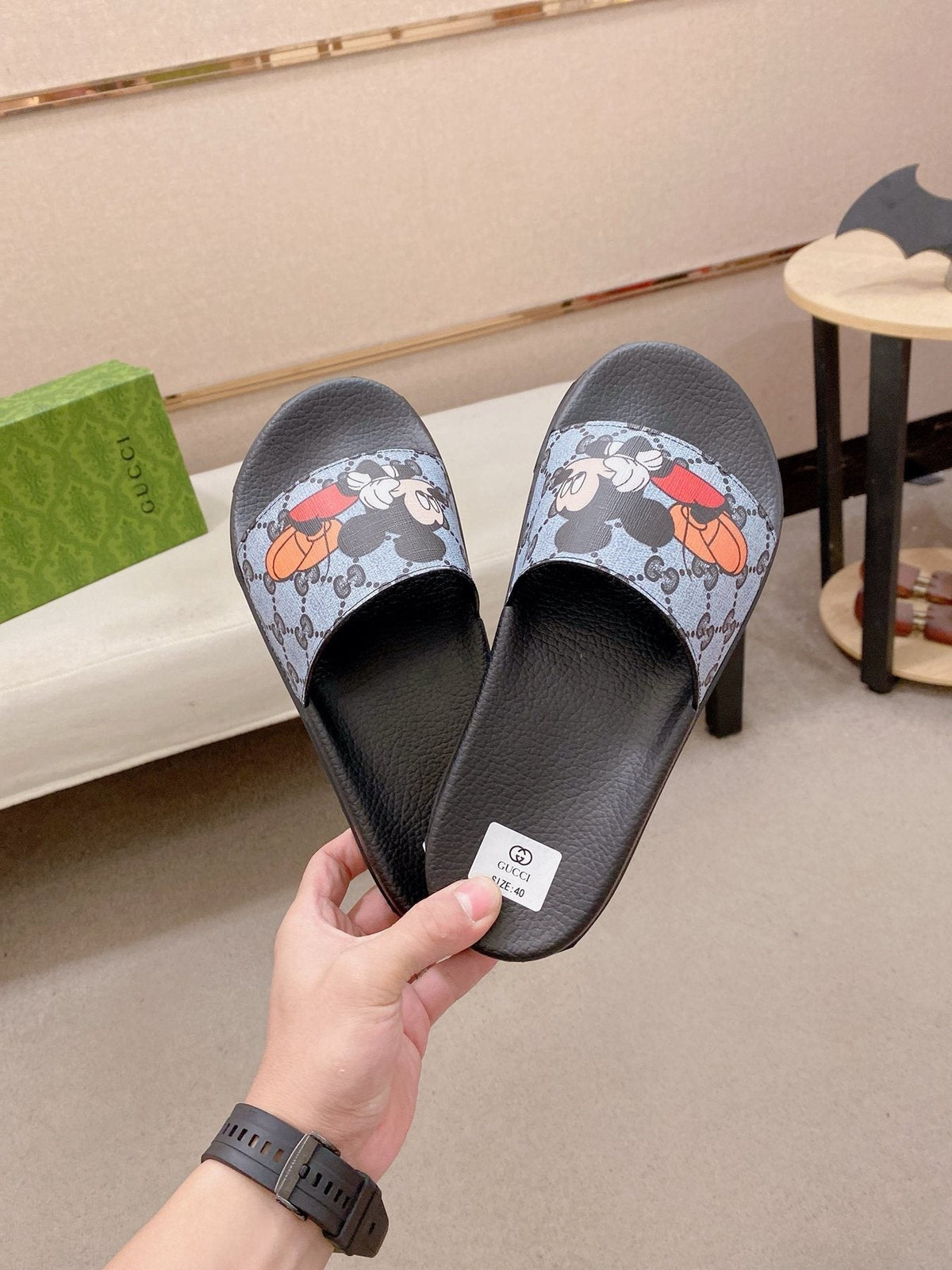 Gucci Graphic Strap Slide Sandals