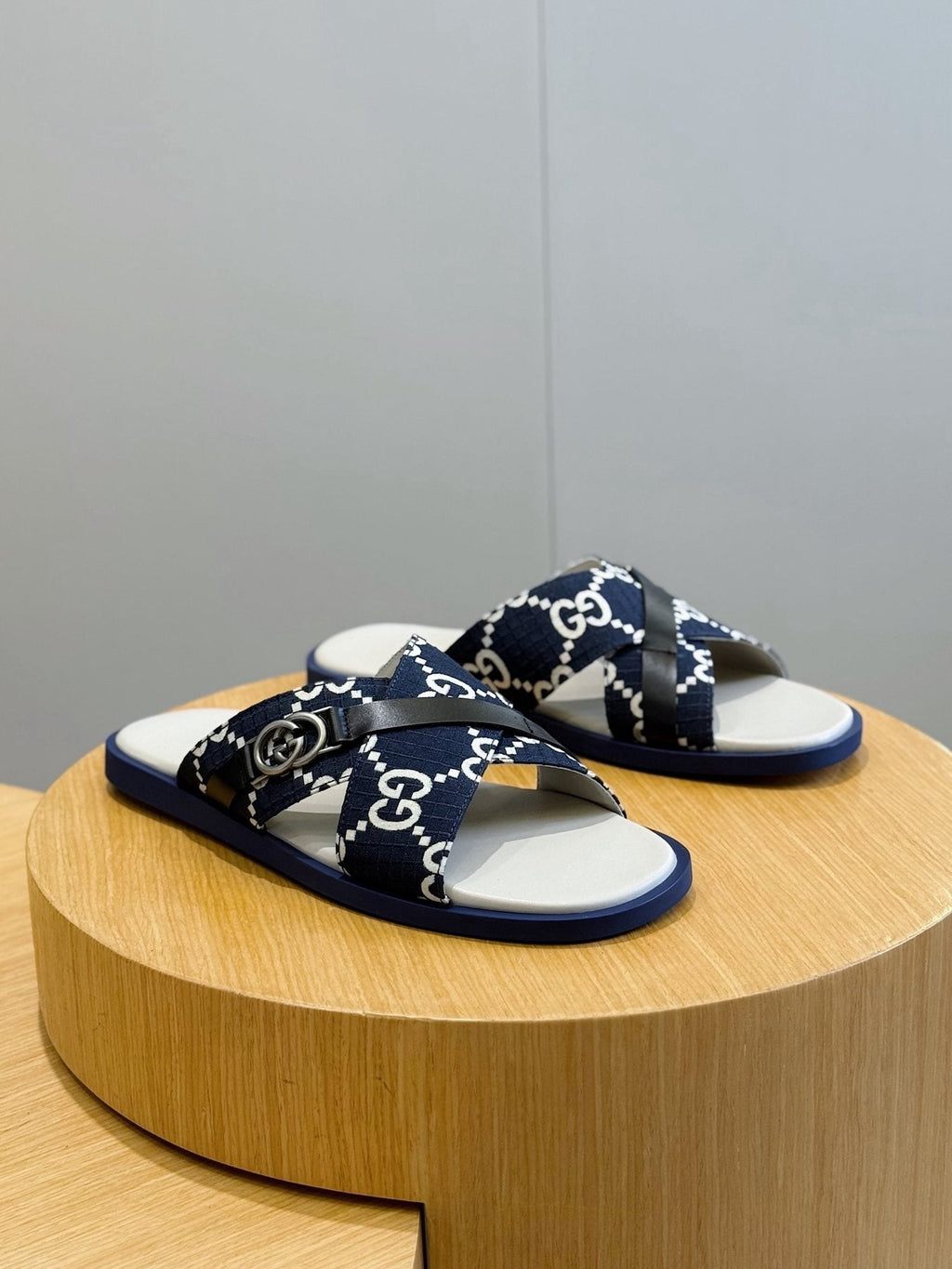 Gucci Crossed Strap Slide Sandals