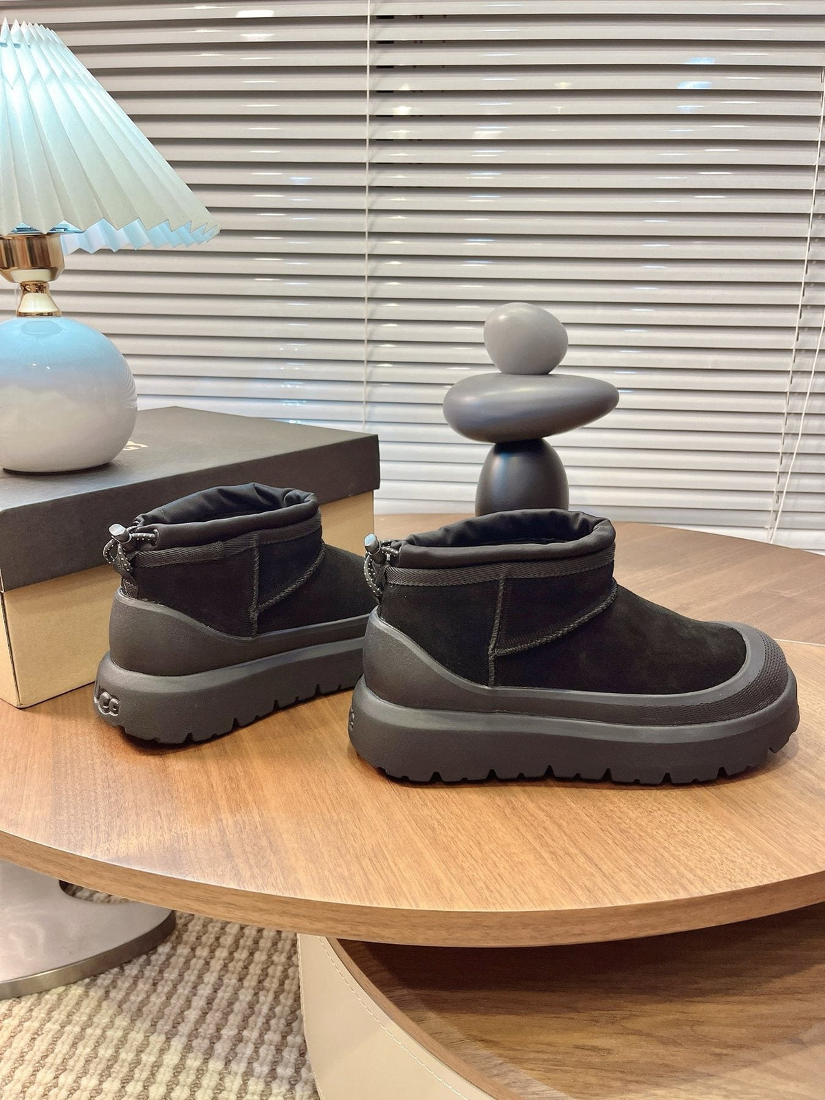 UGG Contrast-Toe Drawstring Ankle Boots
