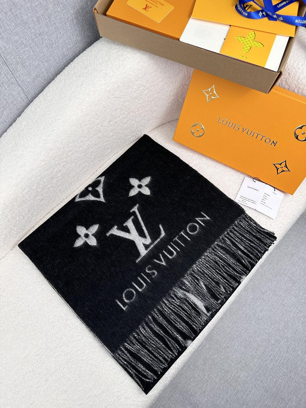 Louis Vuitton Reversible Monogram Fringe Scarf