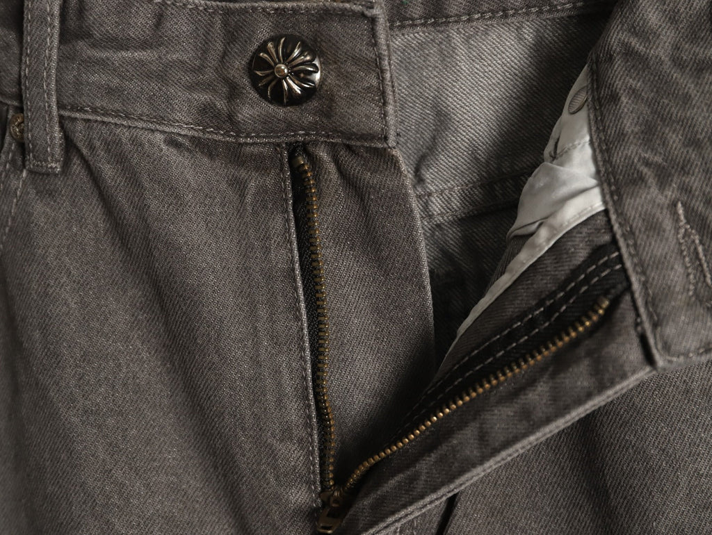 Chrome Hearts Cross-Motif Jeans with Back Lettering - Gray/Blue