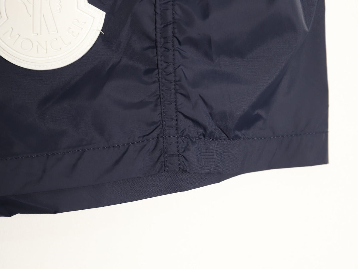 Moncler White-Emblem Drawstring Shorts - Dark Navy